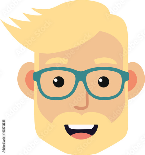 Hipster style male face, hairstyle fashion