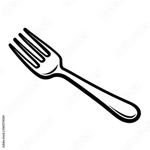 Dinner Fork Cutlery Utensil Vector - Essential Dining Tool Illustration