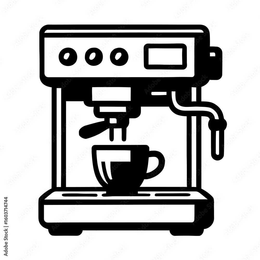 Espresso Coffee Machine Vector - Modern Home Barista Appliance Espresso Coffee Machine Vector - Modern Home Barista Appliance