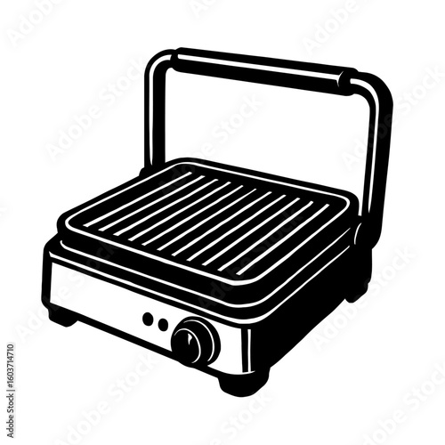 Electric Grill Panini Press Vector - Indoor Cooking Appliance