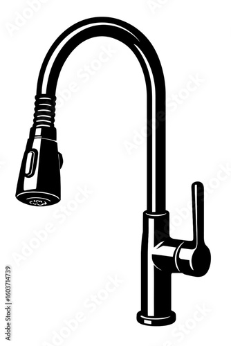 Pull Down Kitchen Faucet Vector - Modern Plumbing Fixture for Home