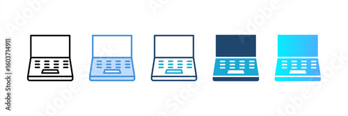 Laptop icon set multiple style collection
