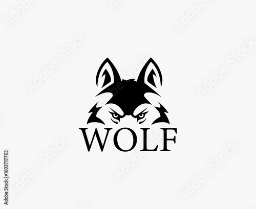  Intense Eyes Wolf Head Logo