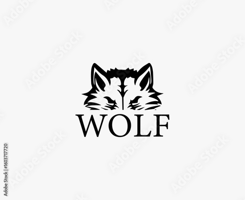  Intense Gaze Wolf Face Logo