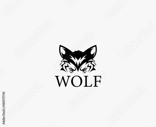  Stylized Wolf Face with Piercing Eyes Logo
