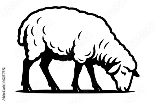 Grazing Sheep - Farm Animal Livestock Symbol