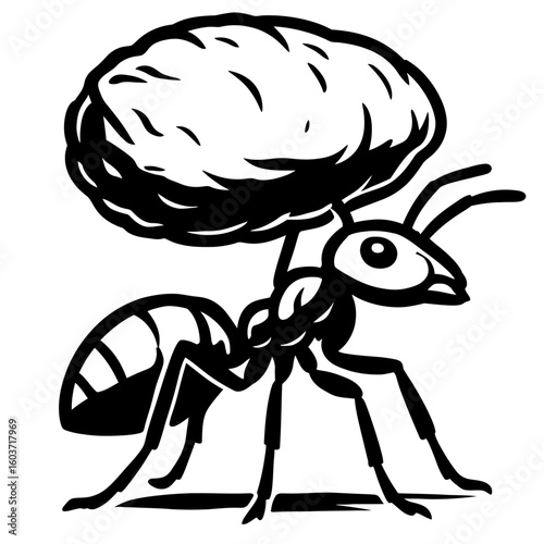 Ant Carrying Heavy Load - Strength and Hard Work Symbol