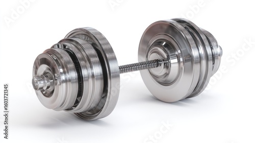 photorealistic 3D render of a medical wheelchair axle washer stack on white background