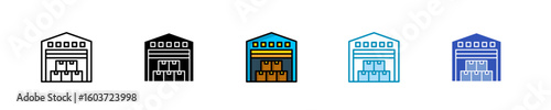 Warehouse Storage  Icon Set Multiple Style Collection
