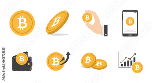 Bitcoin Digital Currency Icons Collection