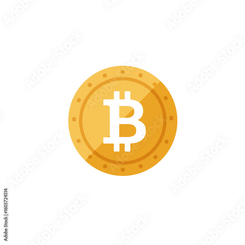Bitcoin Golden Coin Icon on White Background