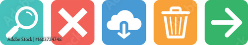 Set of colorful icons for common digital functions