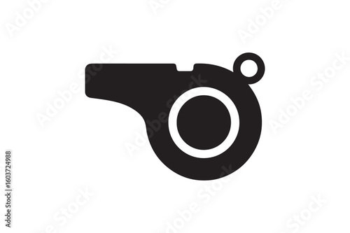 referee whistle icon silhouette vector with white background