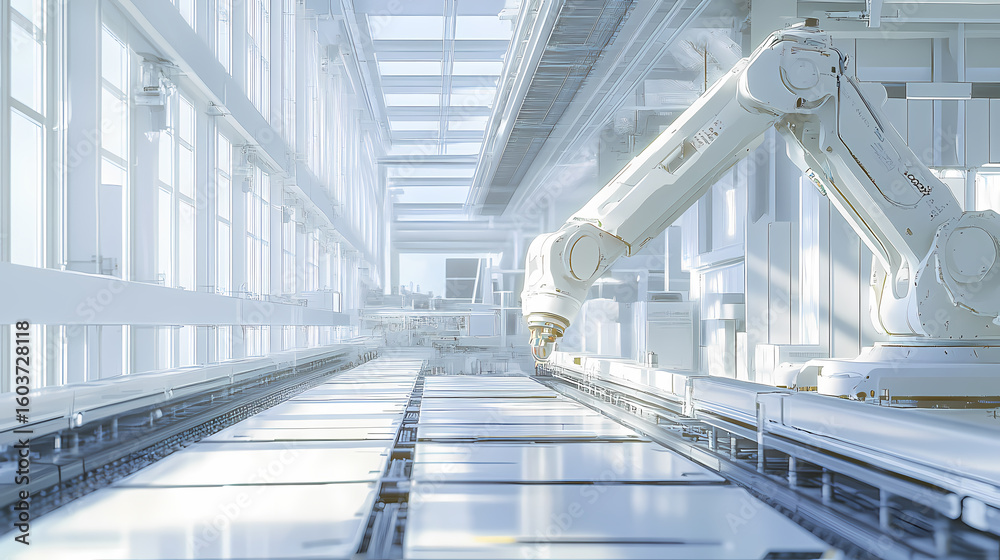 Naklejka premium Automated Manufacturing Process in a Modern Facility