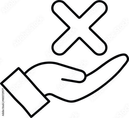 Hand showing yes and no symbols isolated on transparent background