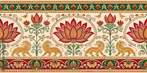 Ancient Sri Lankan Kandyan Temple Art Pattern | 4K Seamless Cultural Heritage Design