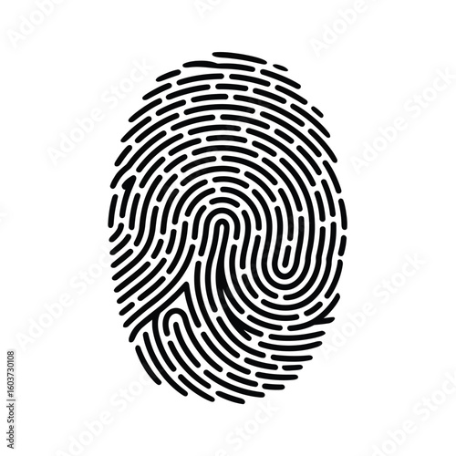 Fingerprint Vector - Black & White Biometric Illustration Isolated on Transparent Background