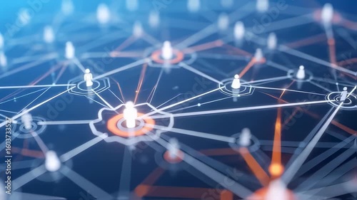 Abstract network connection with people icons representing social structure