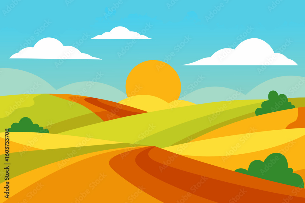 Obraz premium Rolling Hills Under Sunlit Skies