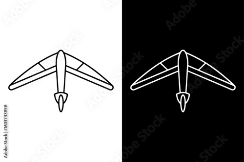 Wind Glider Line Art Icon. Minimalist Black White Vector Design