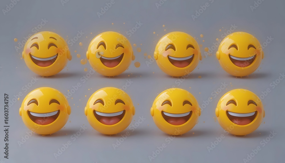 Fototapeta premium Row of smiley face candies on gray