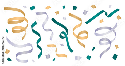 紙吹雪とリボンのカラフルなイラスト(ベクター 編集可能 お祝い)