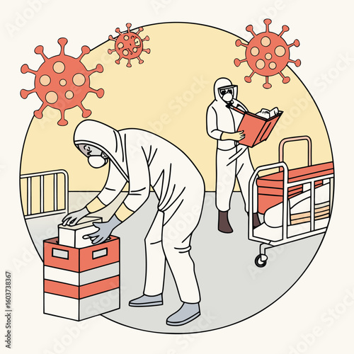 Medical team in hazmat suits fighting virus outbreak generated by ai