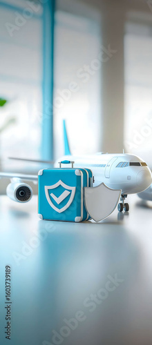 Airplane displayed in different environments including airport office and hospital settings