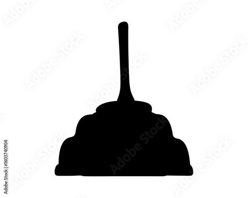 Monochromatic silhouette of a plunger tool isolated on a white background