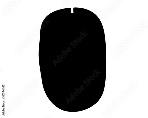 Silhouette of a black oblong shape with a cut at the top, vector