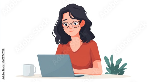 Woman using laptop