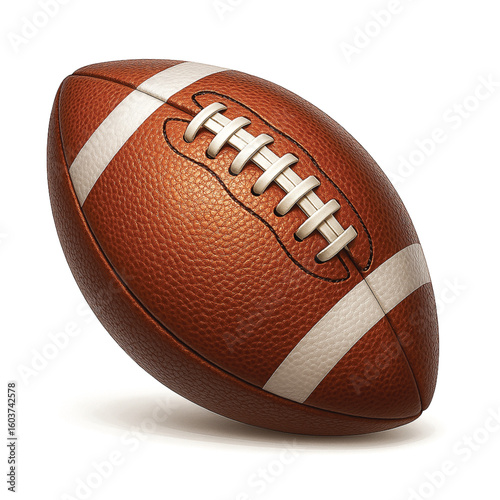Isolated brown leather American football for game and sport