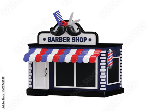 Barber shop icon 3d render concept of man fashion and beauty hair salon icon vector illustration  