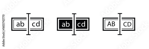 Rename icon Outline sign symbol set on white background.