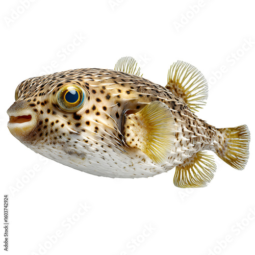 Spotted Pufferfish, isolated on white background