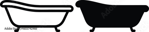 Classic clawfoot bathtub silhouette and outline