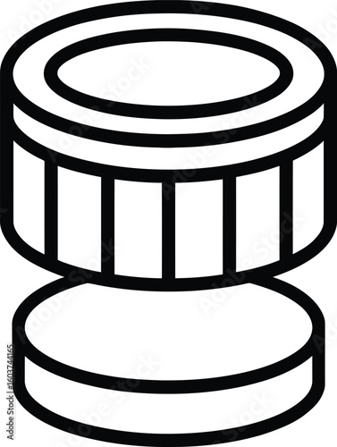 Simple line drawing of a screw cap with knurled edge and base
