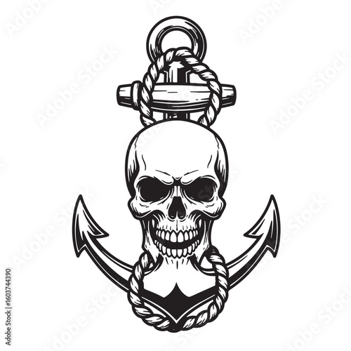Skull anchor nautical rope vintage Art maritime