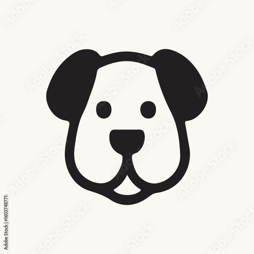 Simple Black and White Dog Head Icon