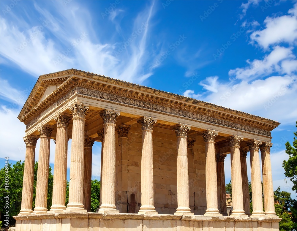 Fototapeta premium Ancient Roman temple under a vibrant sky