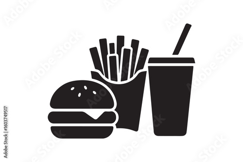 Fast Food icon silhouette vector with white background