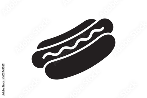 Hot Dog icon silhouette vector with white background