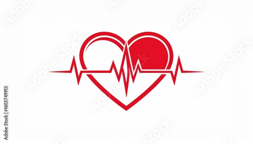 Heartbeat line forming a heart shape, symbolizing love and health in a minimalist design