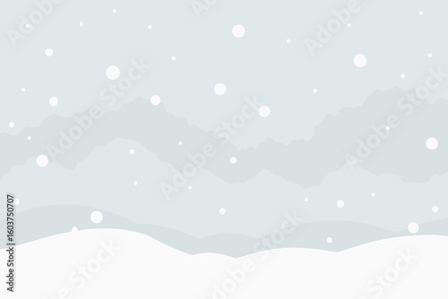 Winter landscape snowfall scene simple illustration with watercolor background wallpaper