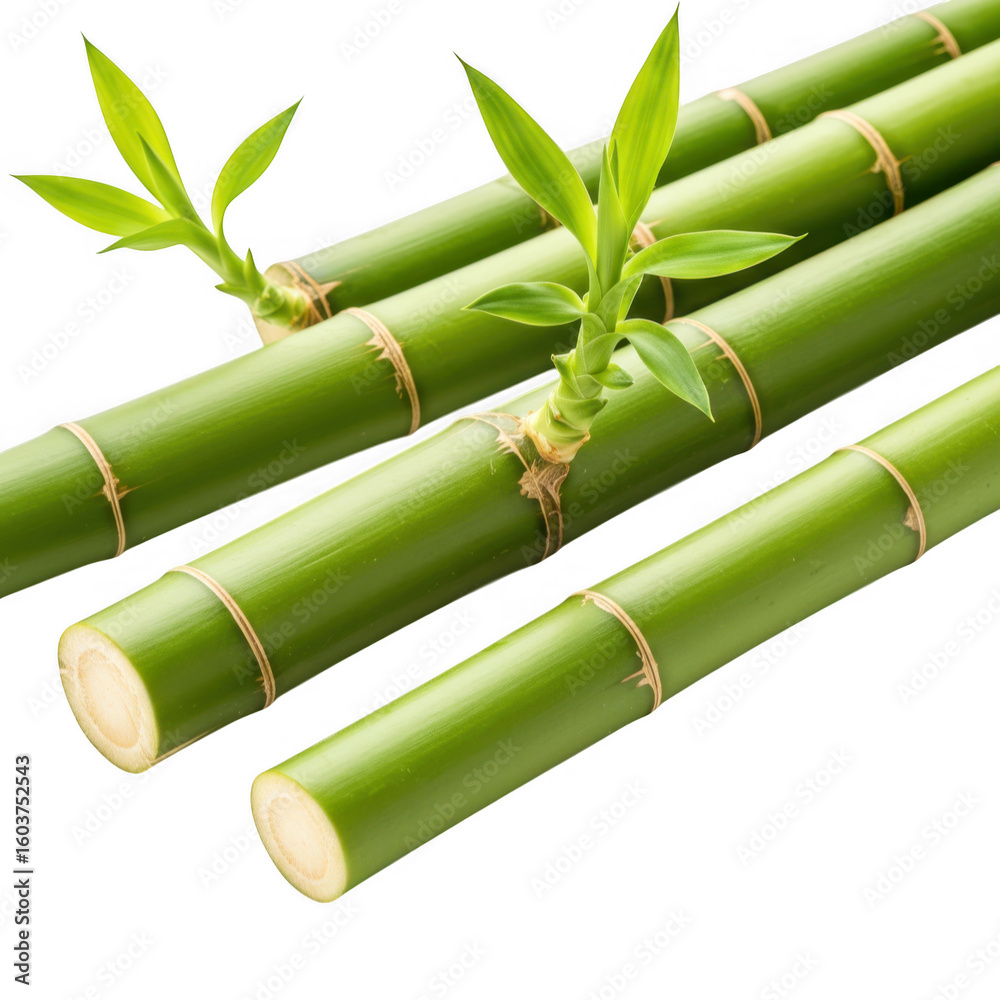 Fototapeta premium Green bamboo stalks isolated on transparent background