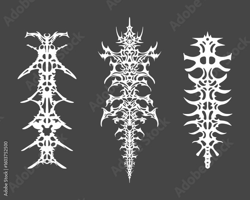 Backbones artwork clip art collection vector streetwear poster element design tattoo ink isolated editable