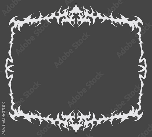 Cyber sigilism tribal frame border poster metal hardcore ink clip art illustration vector streetwear clothing design tattoo sticker