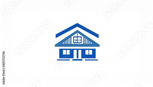 Simple blue house illustration on a white background, ideal for real estate or housing concepts