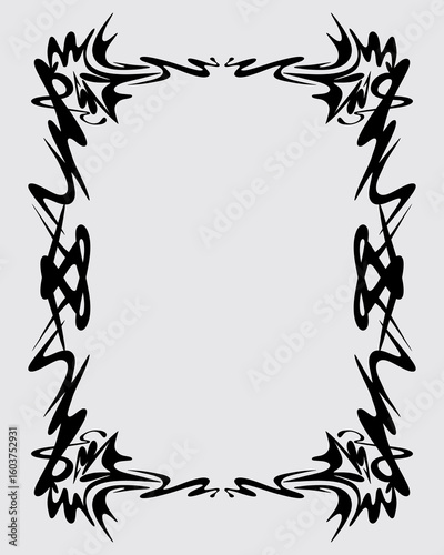 Astract cyber sigilism tribal frame border poster element clip art illustration vector streetwear clothing design ink sticker