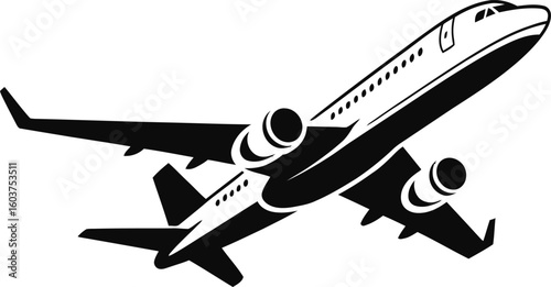 Modern jet airplane ascending into the sky with engines running